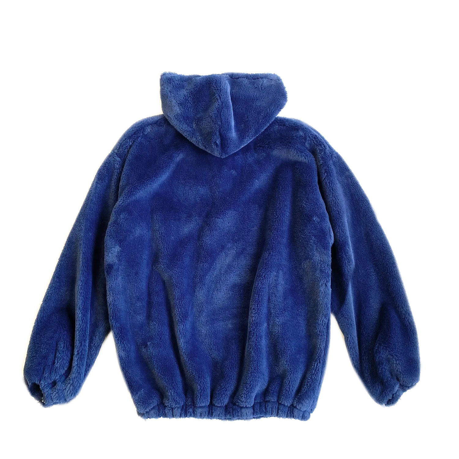 100% Recycled Teddy Lace-up Hoodie - Marine Blue