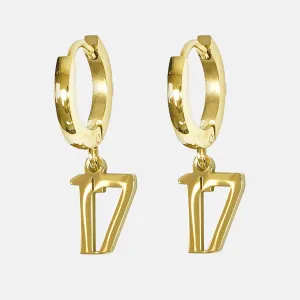 17 Number Earring - Gold Plated Stainless Steel