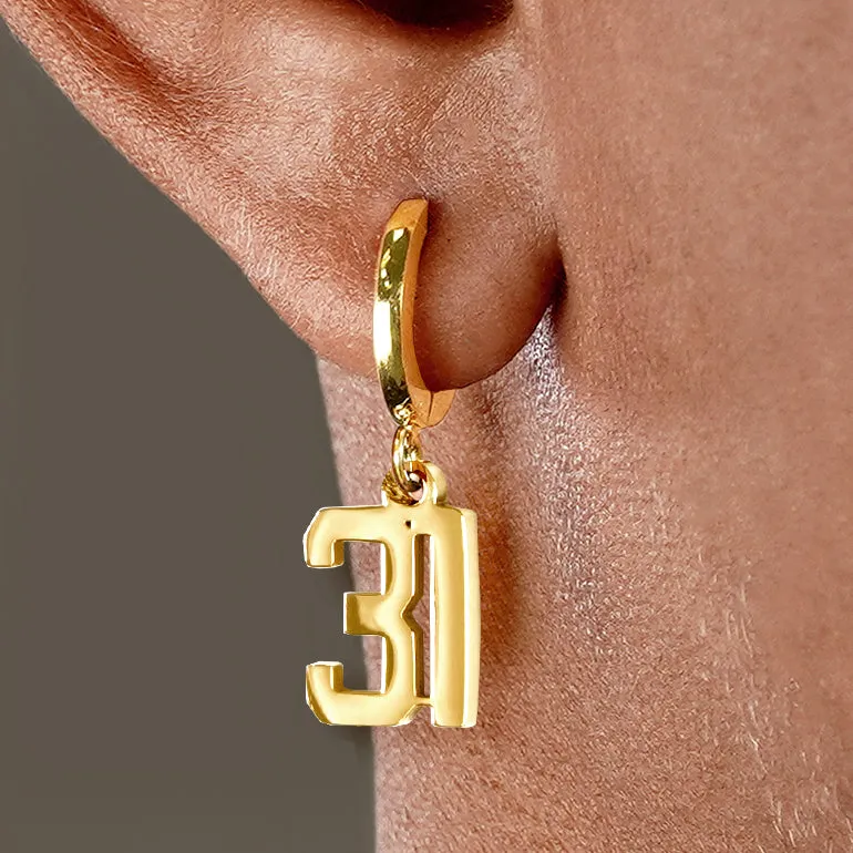 31 Number Earring - Gold Plated Stainless Steel