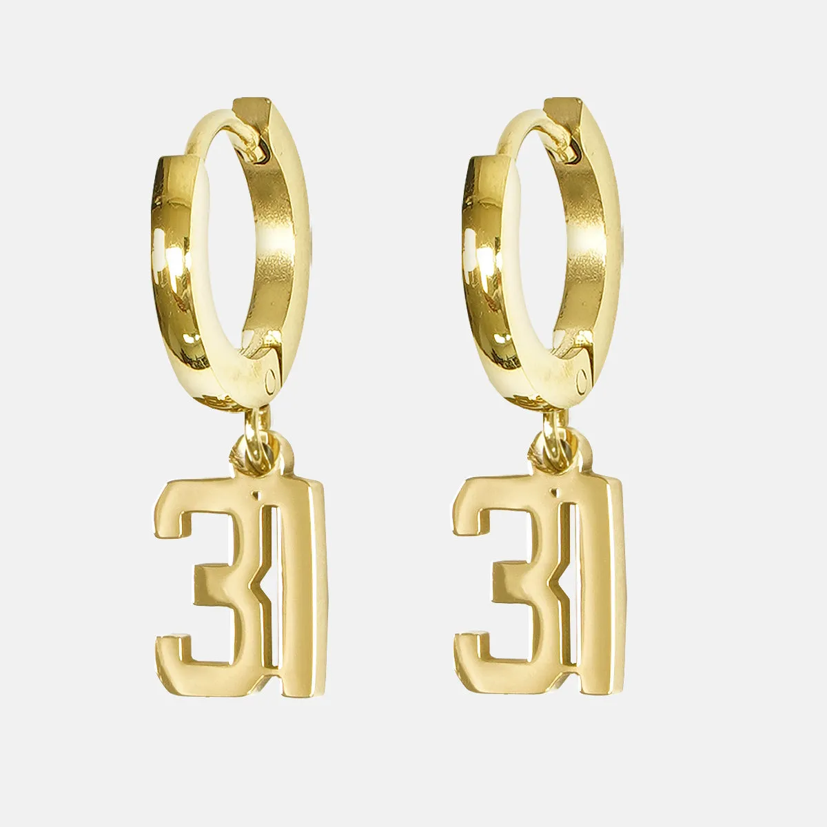 31 Number Earring - Gold Plated Stainless Steel