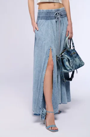 ALEX ACID WASH DENIM MAXI SKIRT