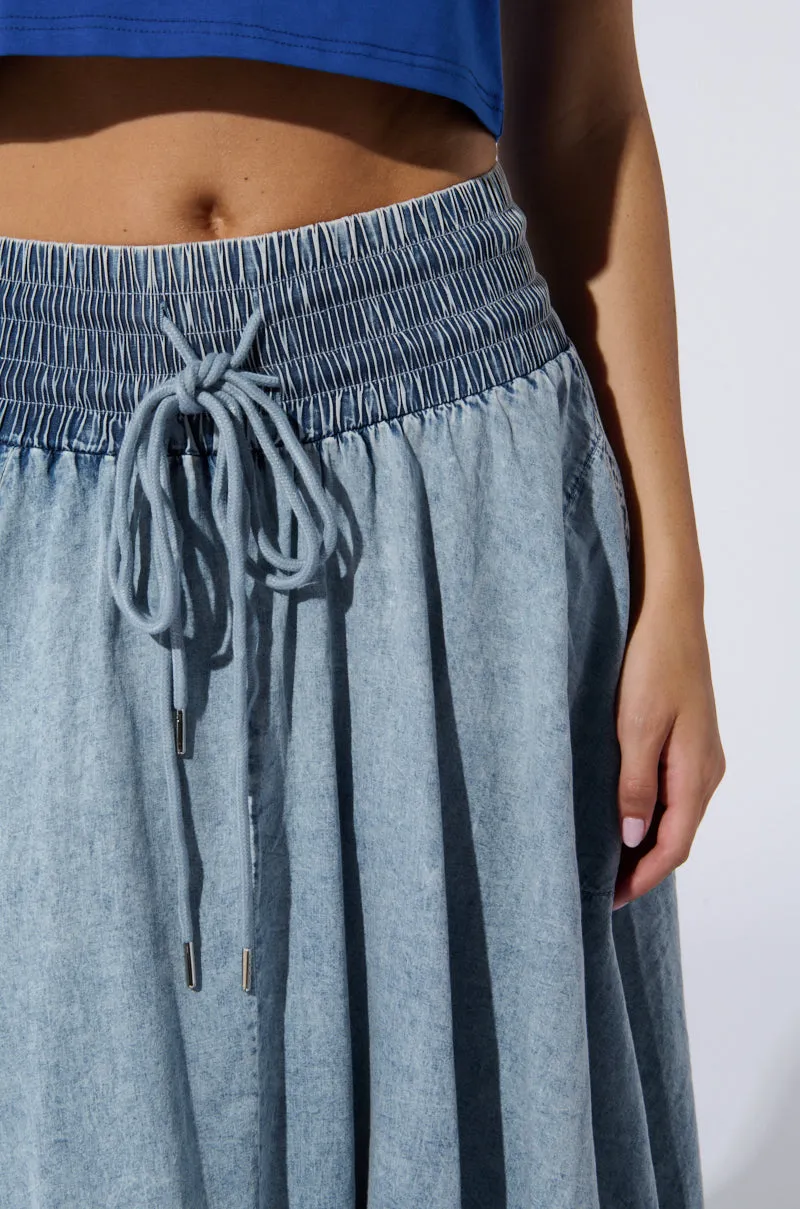 ALEX ACID WASH DENIM MAXI SKIRT