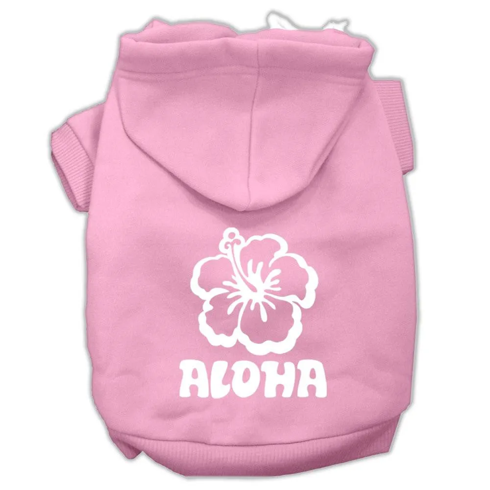 Aloha Flower Screen Print Pet Hoodies Light Pink Size Lg (14)