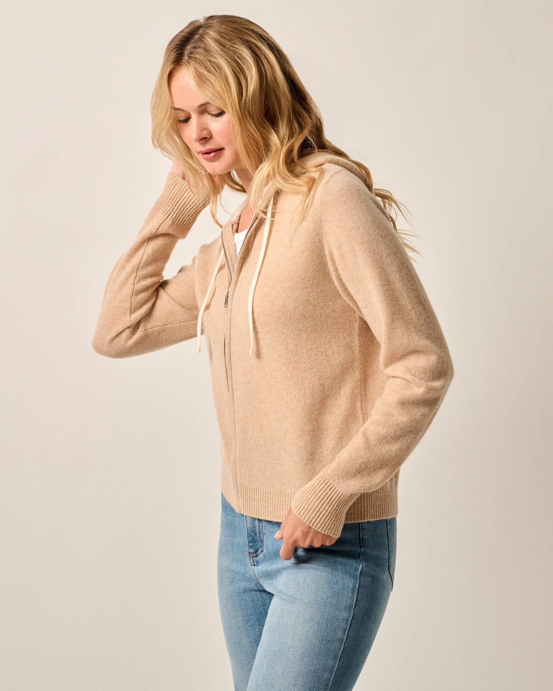 Amanda Cashmere Full Zip Hooded Sweater