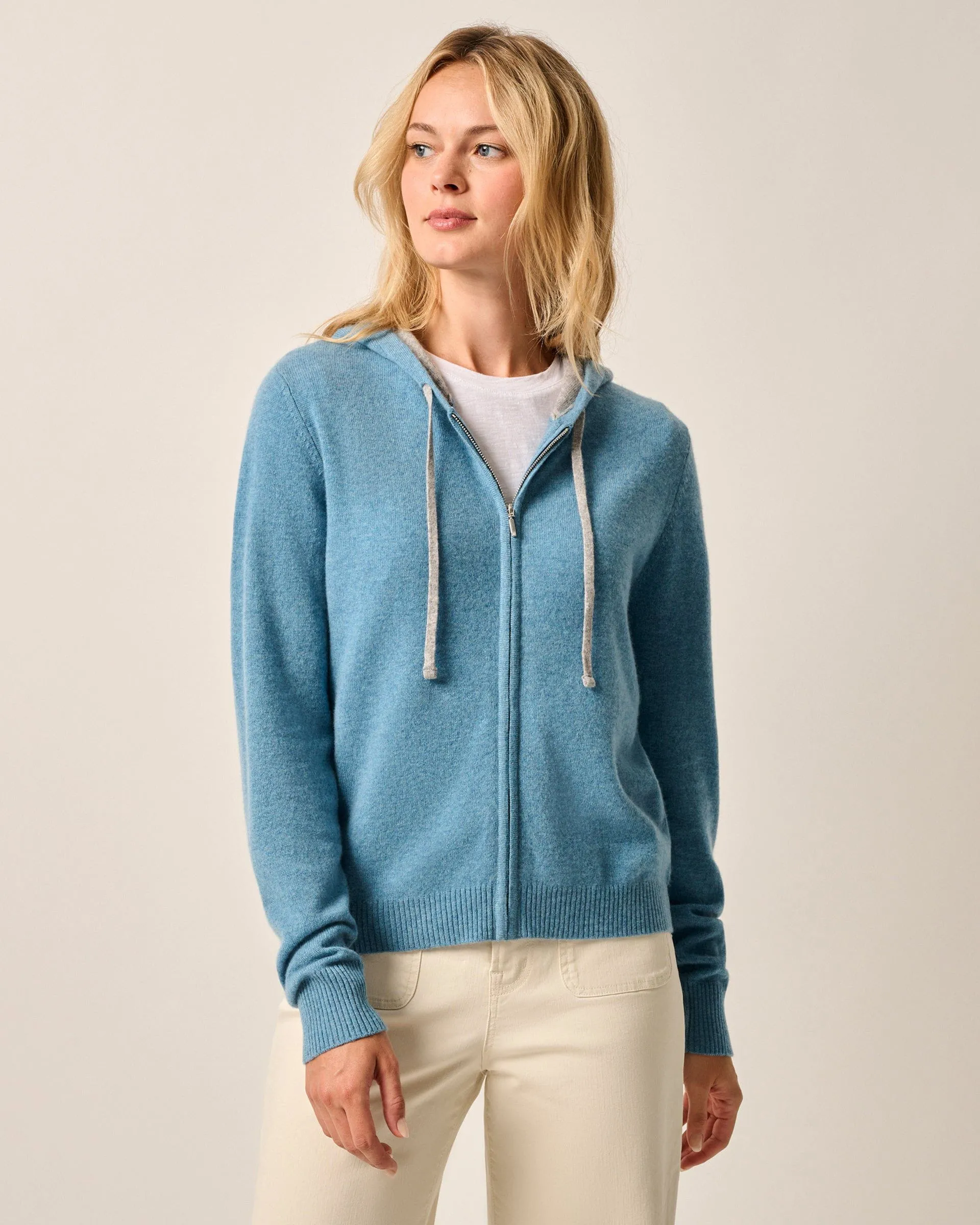 Amanda Cashmere Full Zip Hooded Sweater