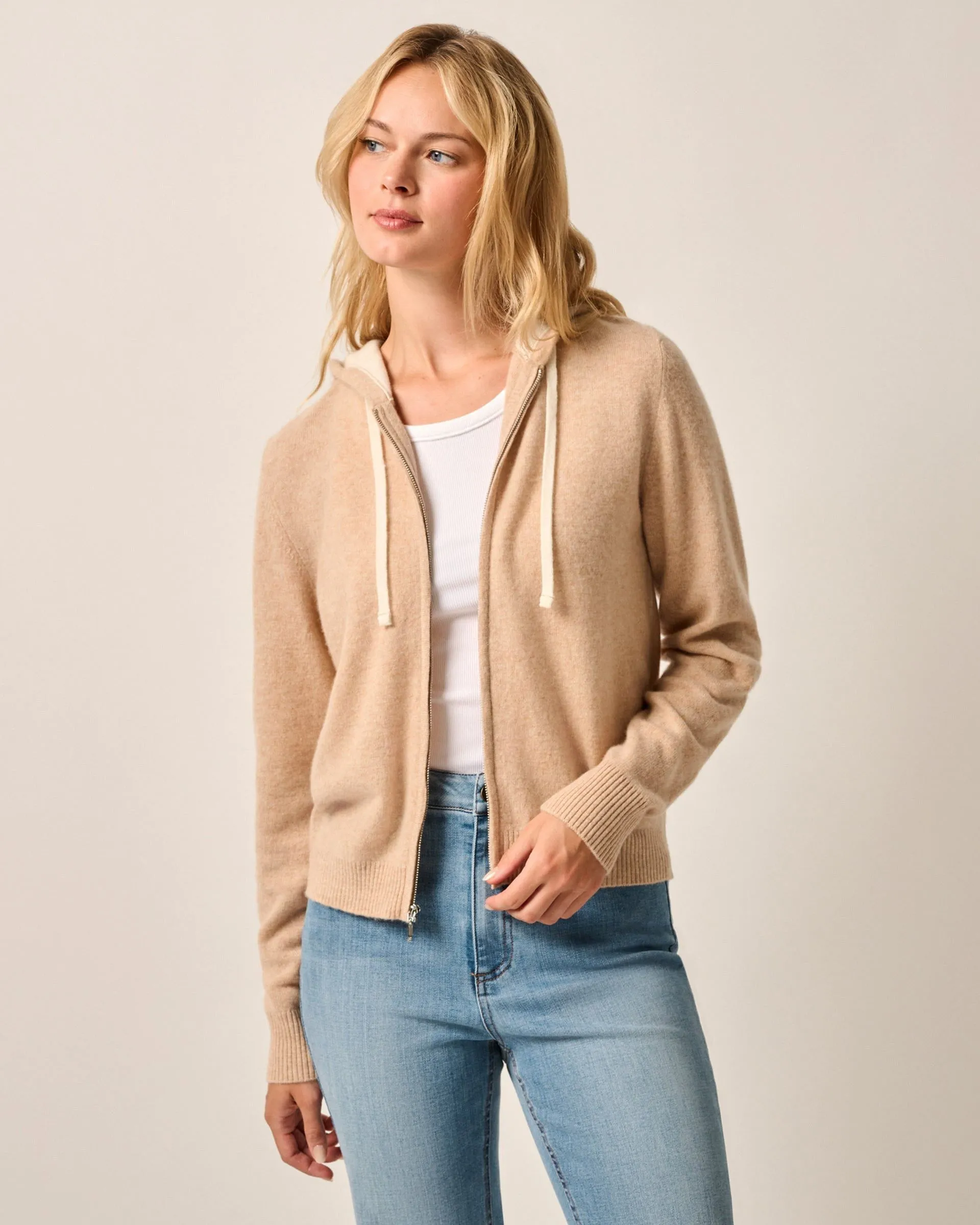 Amanda Cashmere Full Zip Hooded Sweater