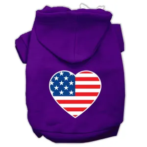 American Flag Heart Screen Print Pet Hoodies Purple Size Med (12)