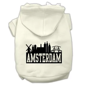 Amsterdam Skyline Screen Print Pet Hoodies Cream Size Lg (14)