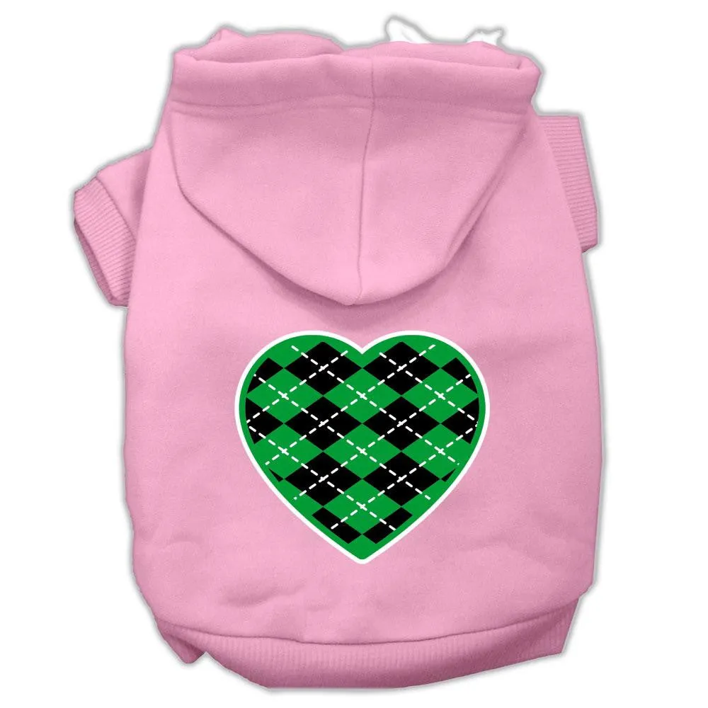 Argyle Heart Green Screen Print Pet Hoodies Light Pink Size XXXL (20)