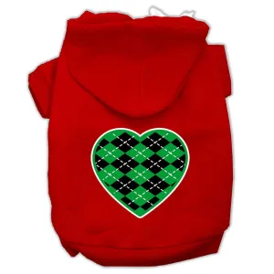 Argyle Heart Green Screen Print Pet Hoodies Red Size XXL (18)