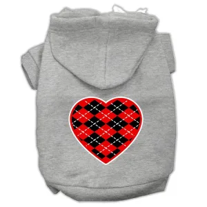 Argyle Heart Red Screen Print Pet Hoodies Grey Size Xxxl (20)