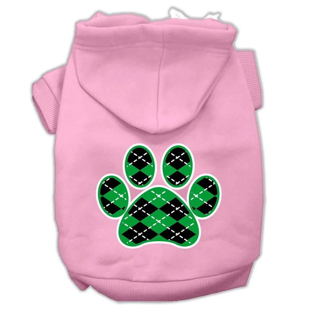 Argyle Paw Green Screen Print Pet Hoodies Light Pink Size XL (16)