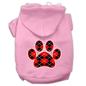 Argyle Paw Red Screen Print Pet Hoodies Light Pink Size Xs (8)