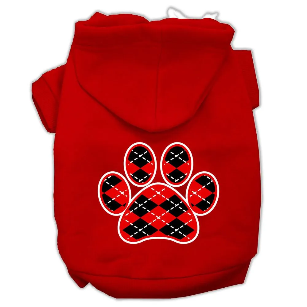 Argyle Paw Red Screen Print Pet Hoodies Red Size XXL (18)