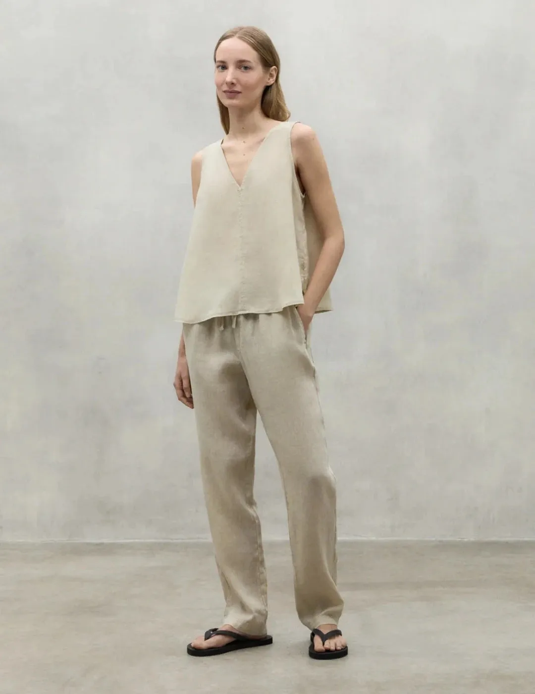 BEIGE INDO LINEN TROUSERS