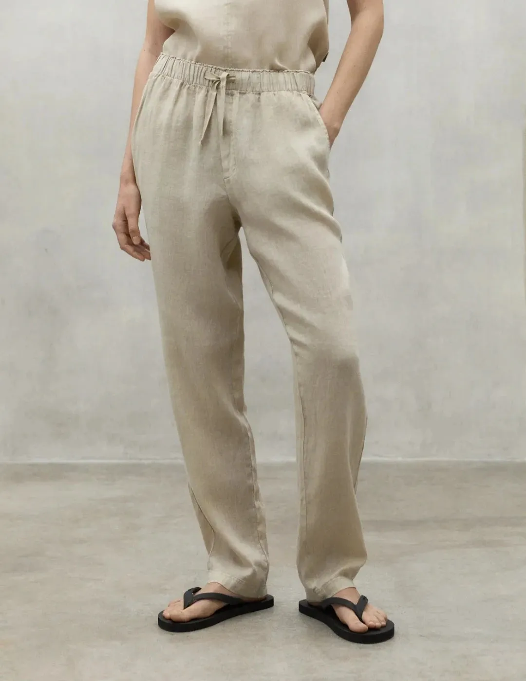 BEIGE INDO LINEN TROUSERS