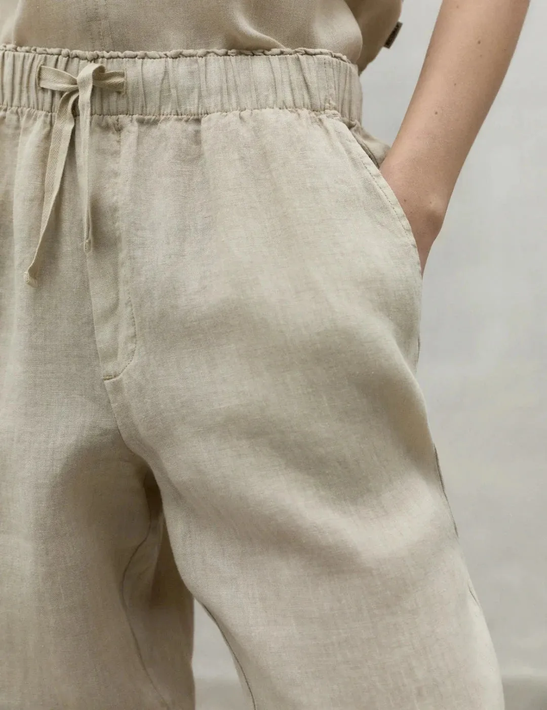 BEIGE INDO LINEN TROUSERS