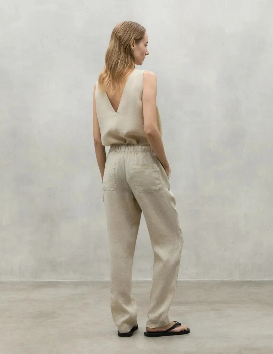 BEIGE INDO LINEN TROUSERS