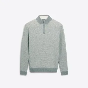 Bird's Eye Quarter Zip Mock Neck Sweater