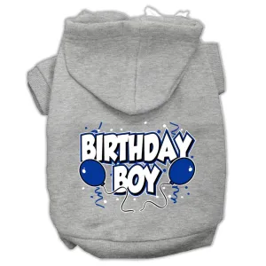 Birthday Boy Screen Print Pet Hoodies Grey Size Lg (14)