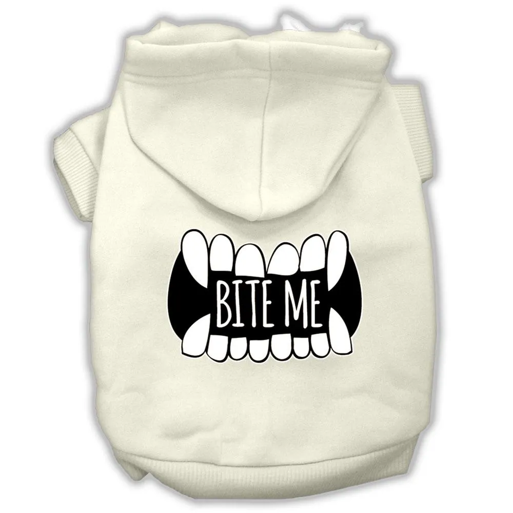 Bite Me Screenprint Dog Hoodie Cream Xs (8)