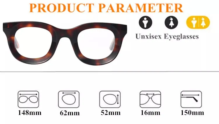 Black Mask Unisex Full Rim Square Acetate Eyeglasses L6688