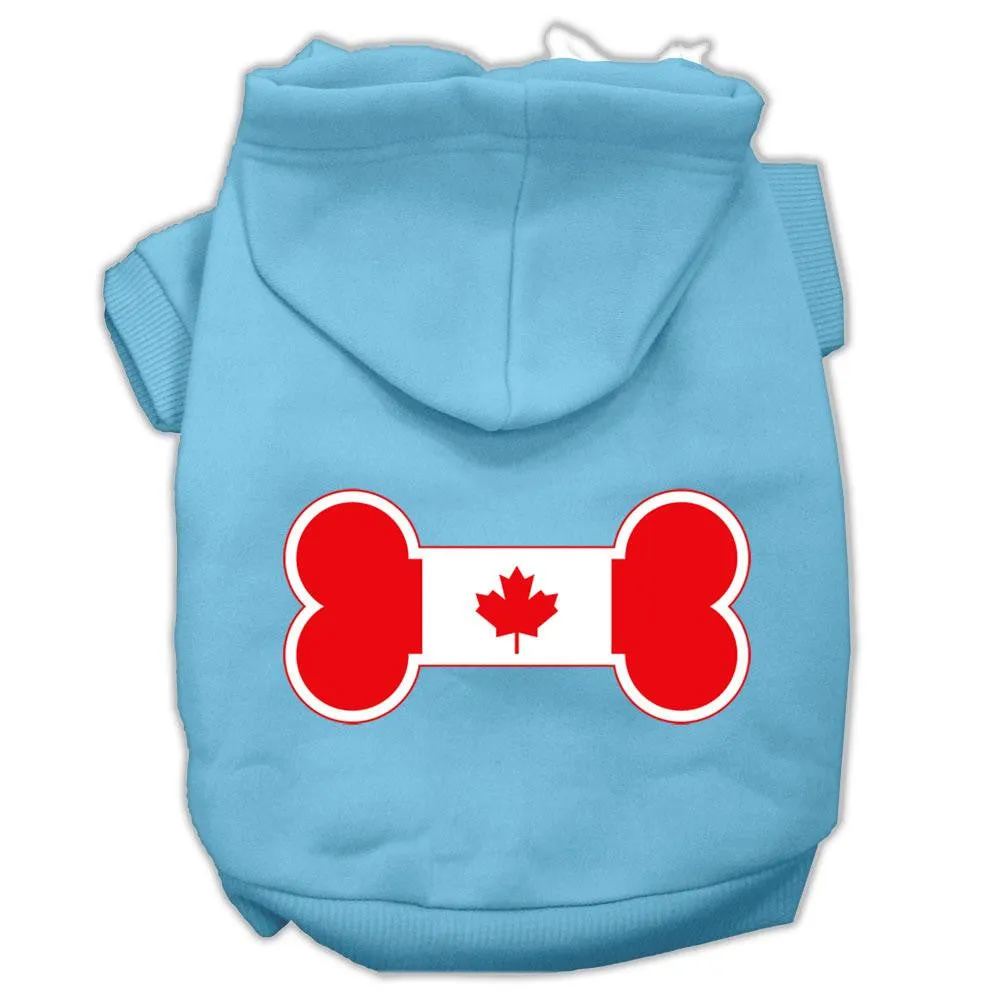 Bone Shaped Canadian Flag Screen Print Pet Hoodies Baby Blue M (12)