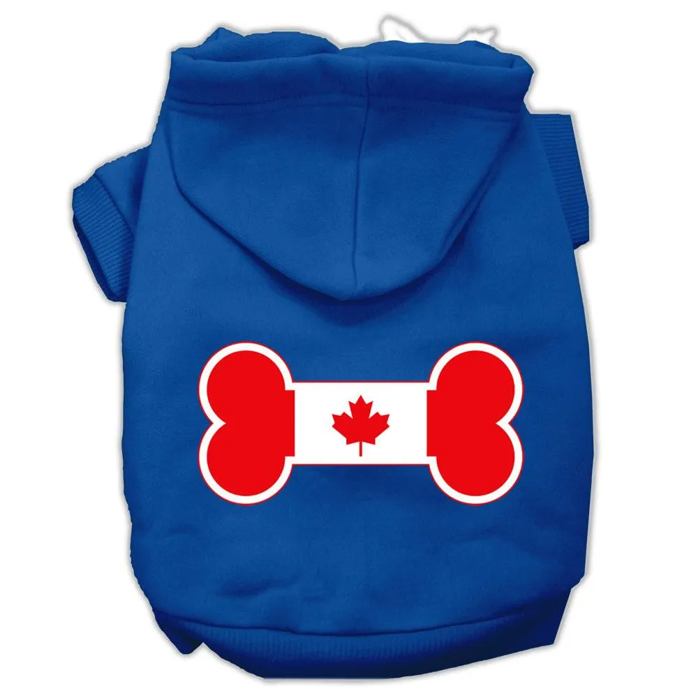 Bone Shaped Canadian Flag Screen Print Pet Hoodies Blue XL (16)