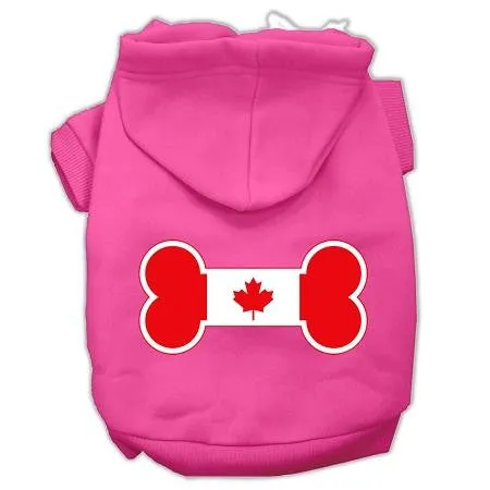 Bone Shaped Canadian Flag Screen Print Pet Hoodies Bright Pink S (10)