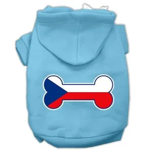 Bone Shaped Czech Republic Flag Screen Print Pet Hoodies Baby Blue L (14)