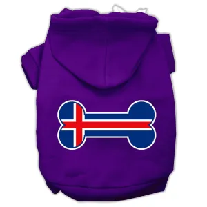 Bone Shaped Iceland Flag Screen Print Pet Hoodies Purple Size M (12)