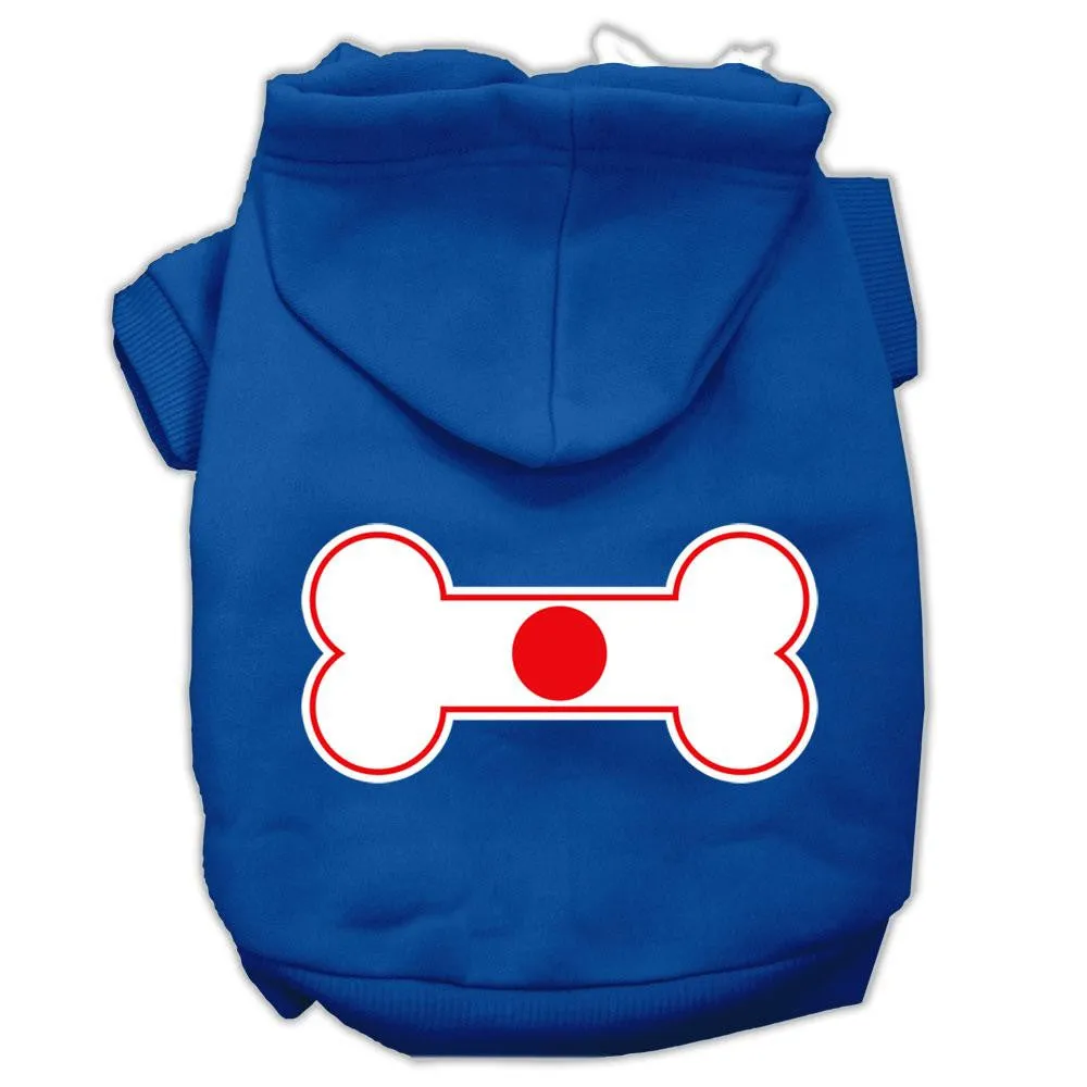 Bone Shaped Japan Flag Screen Print Pet Hoodies Blue L (14)