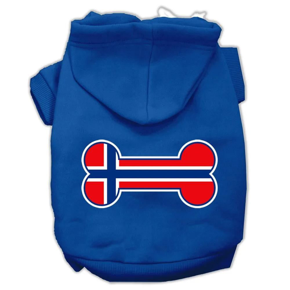 Bone Shaped Norway Flag Screen Print Pet Hoodies Blue XL (16)