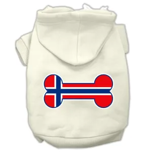 Bone Shaped Norway Flag Screen Print Pet Hoodies Cream Size S (10)