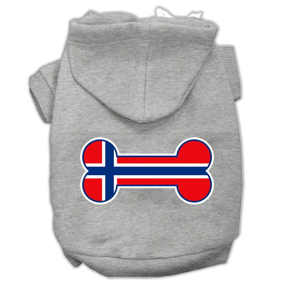 Bone Shaped Norway Flag Screen Print Pet Hoodies Grey Xs (8)