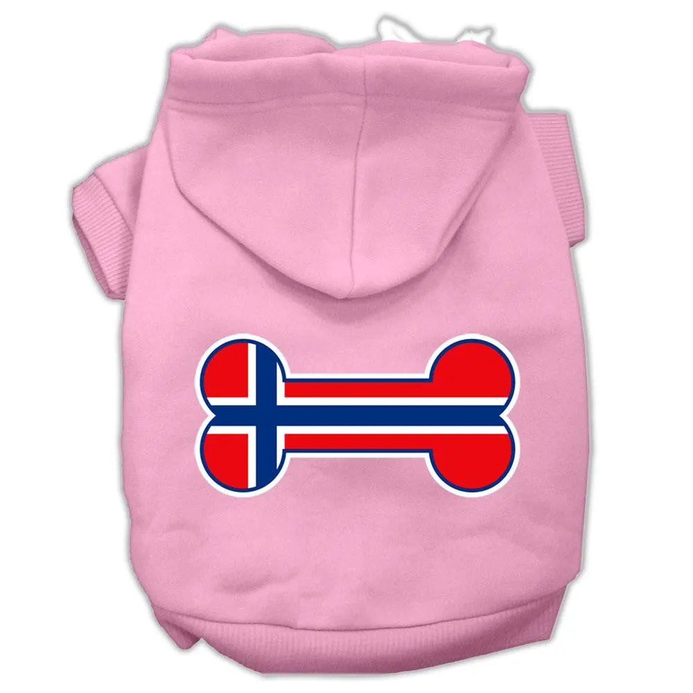 Bone Shaped Norway Flag Screen Print Pet Hoodies Light Pink Size L (14)