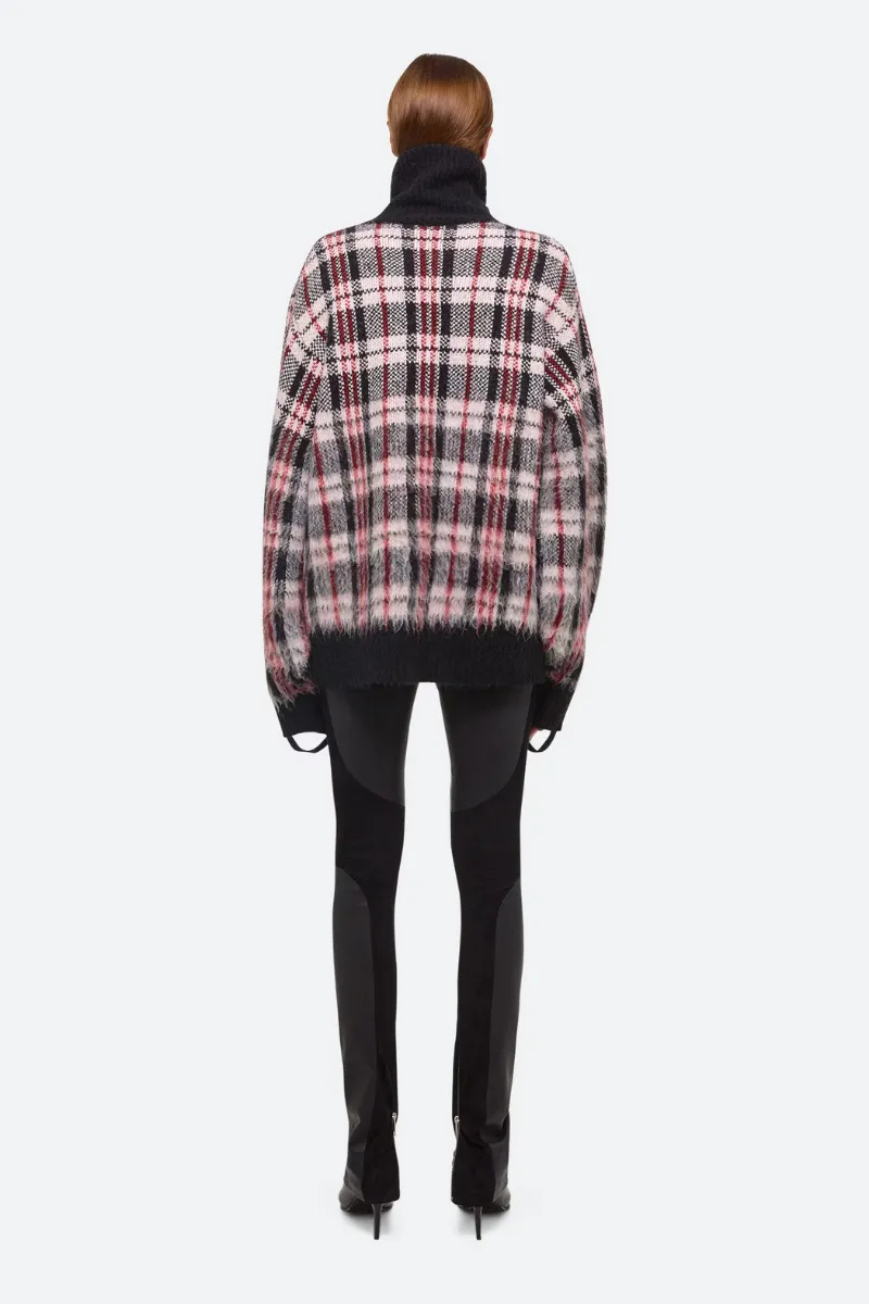 Brushed Plaid Turtleneck Sweater