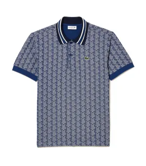 Classic Fit Contrast Collar Monogram Motif Polo Shirt Methylene/Flour