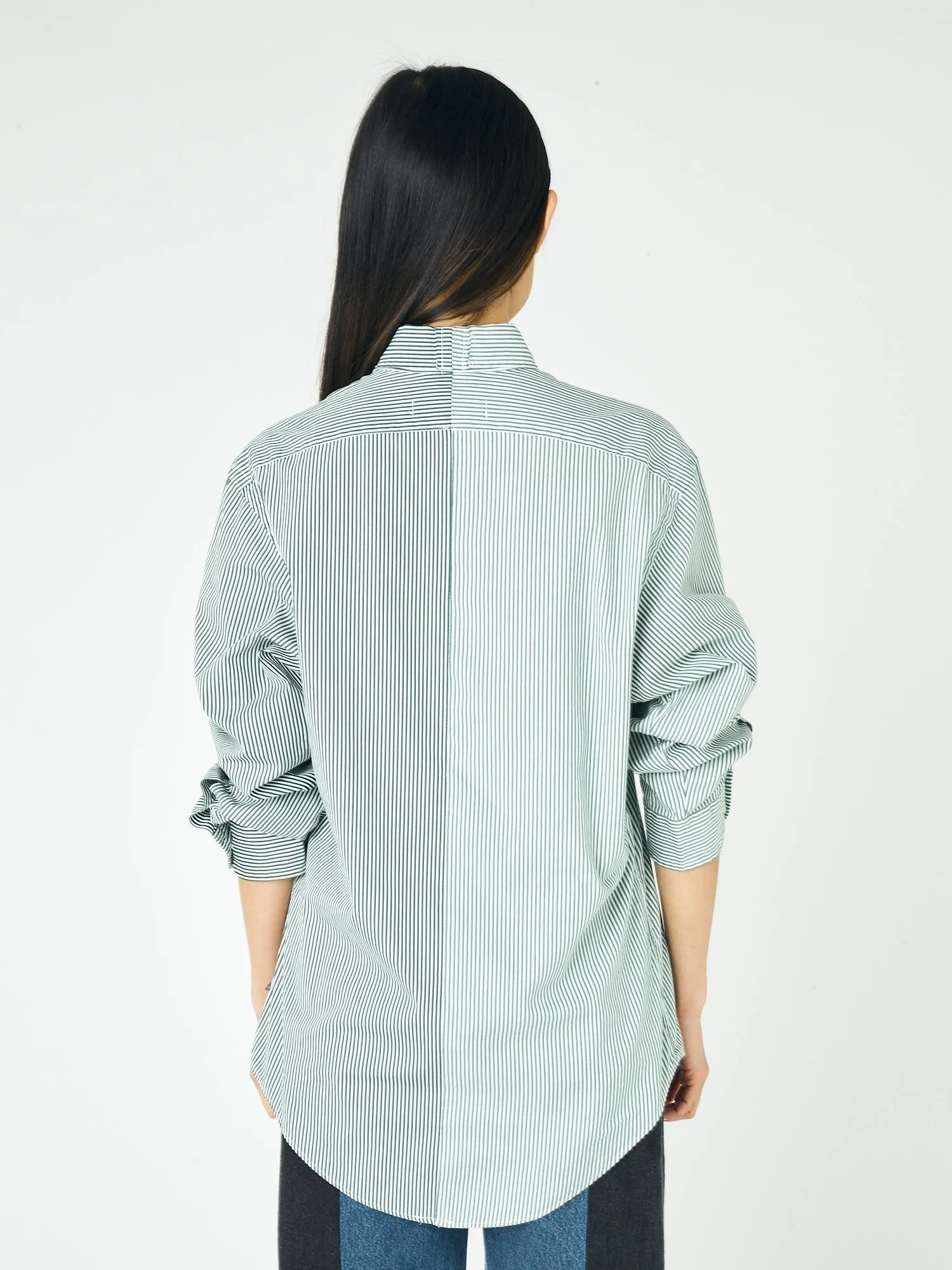 Diana Shirt Stripe Cotton Poplin Green