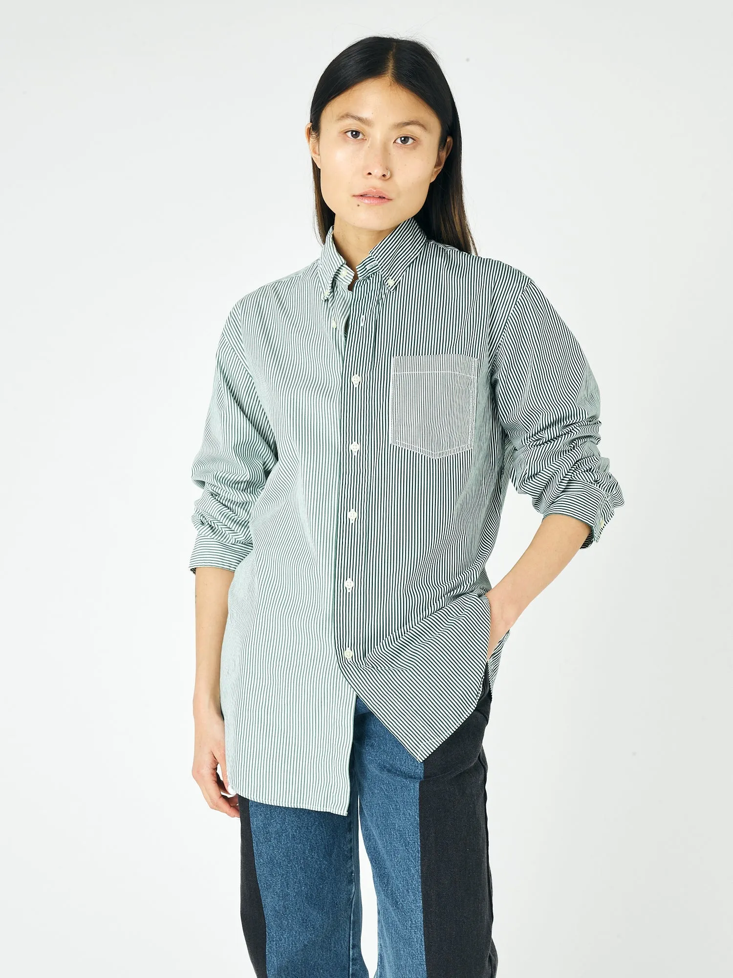 Diana Shirt Stripe Cotton Poplin Green