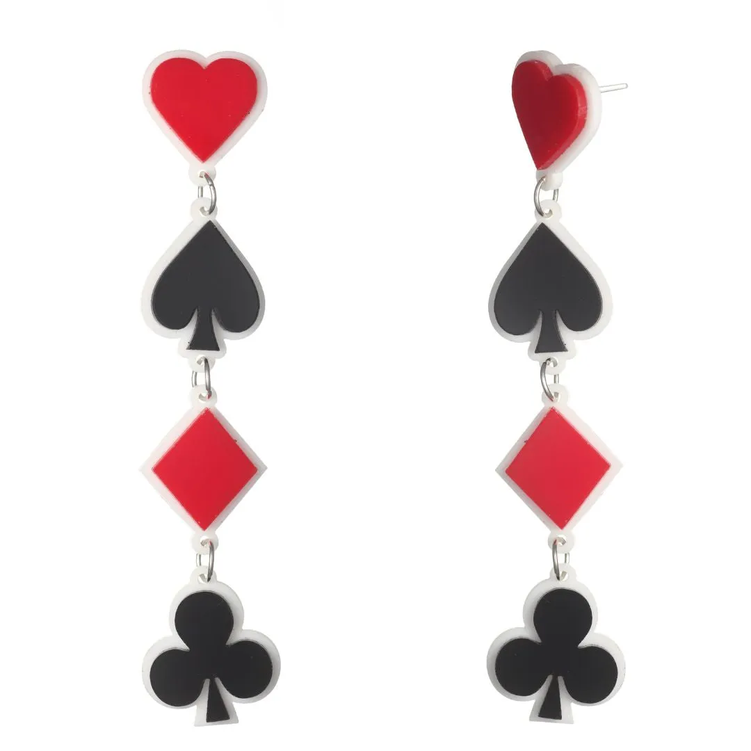 Exaggerated Playing Card Suit Dangles Hypoallergenic Earrings for Sensitive Ears Made with Plastic Posts