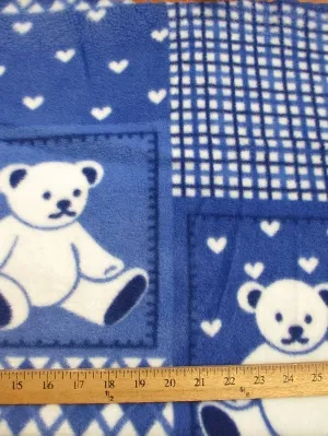 Fleece Printed Fabric / Teddy Bears Royal Blue / Sold By The Yard