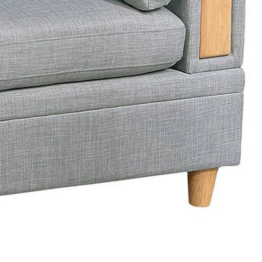 Gimy 37 Inch Modular Armless Sofa Chair, Light Gray Dorris Fabric, Wood By Casagear Home