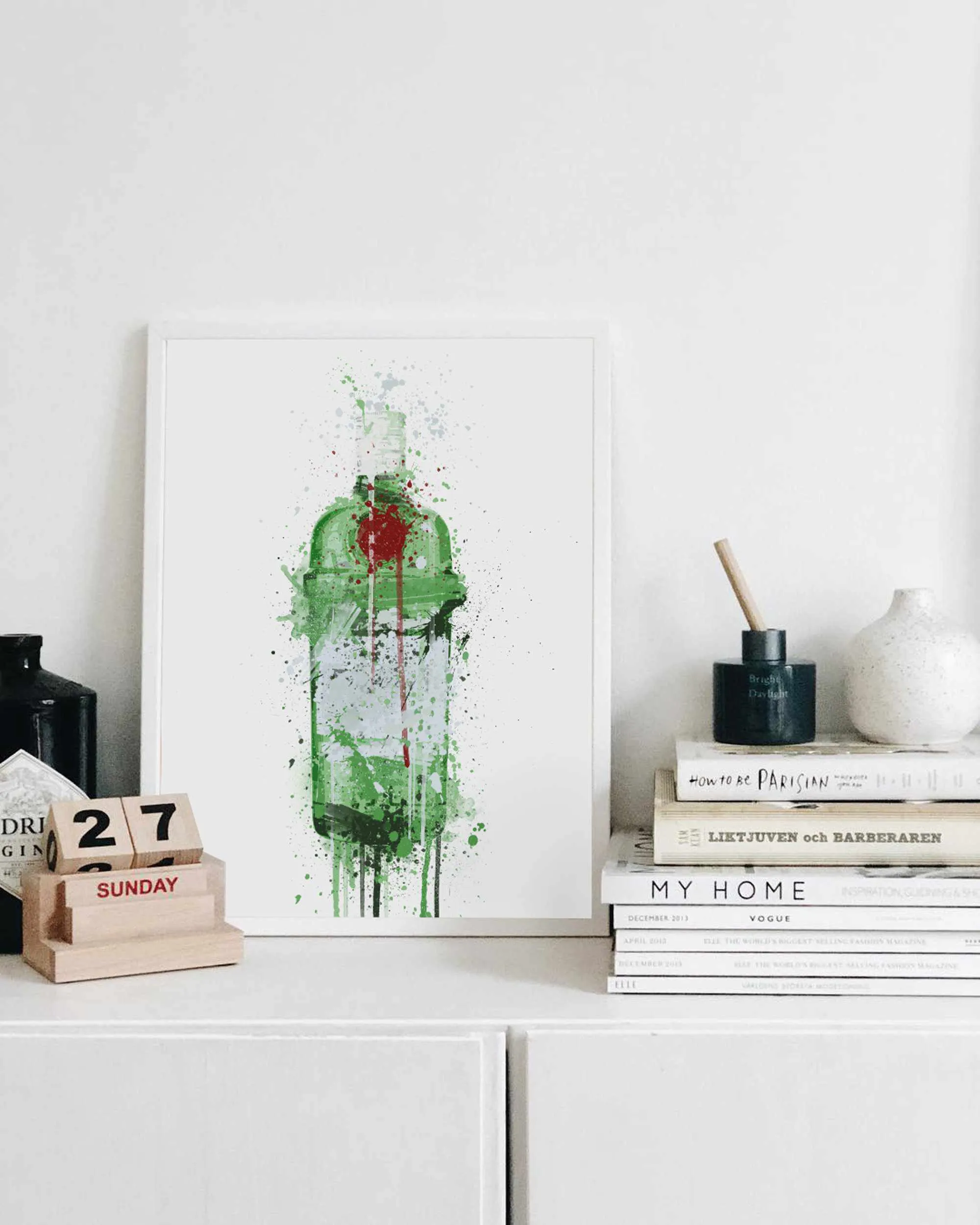 Gin Bottle Wall Art Print 'Emerald'