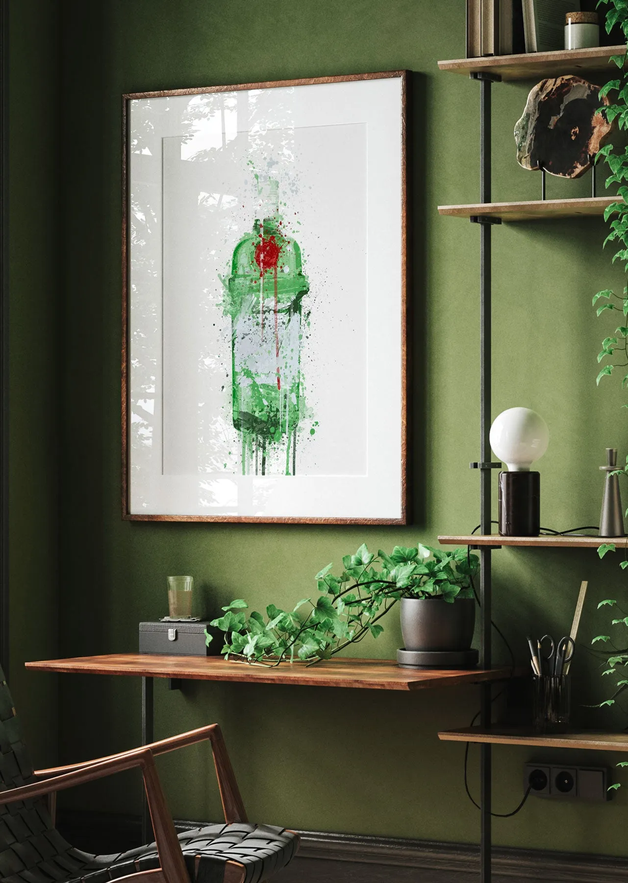 Gin Bottle Wall Art Print 'Emerald'