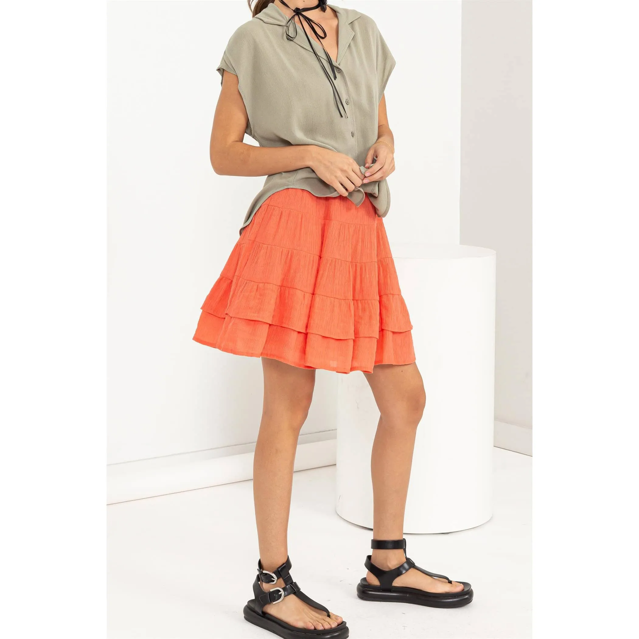 High-Waist Tiered Mini Skirt