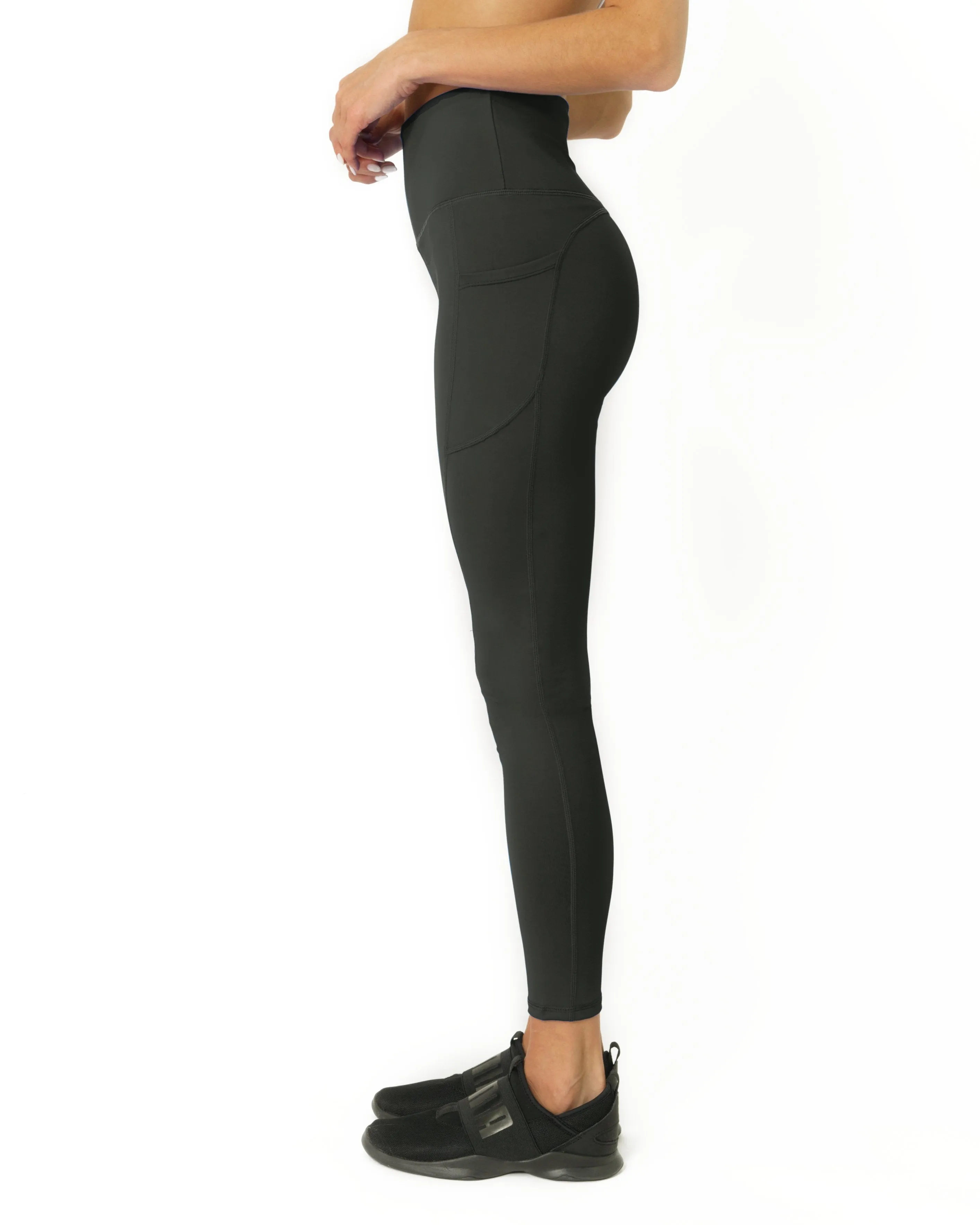 High Waisted Yoga Leggings - Slate Grey