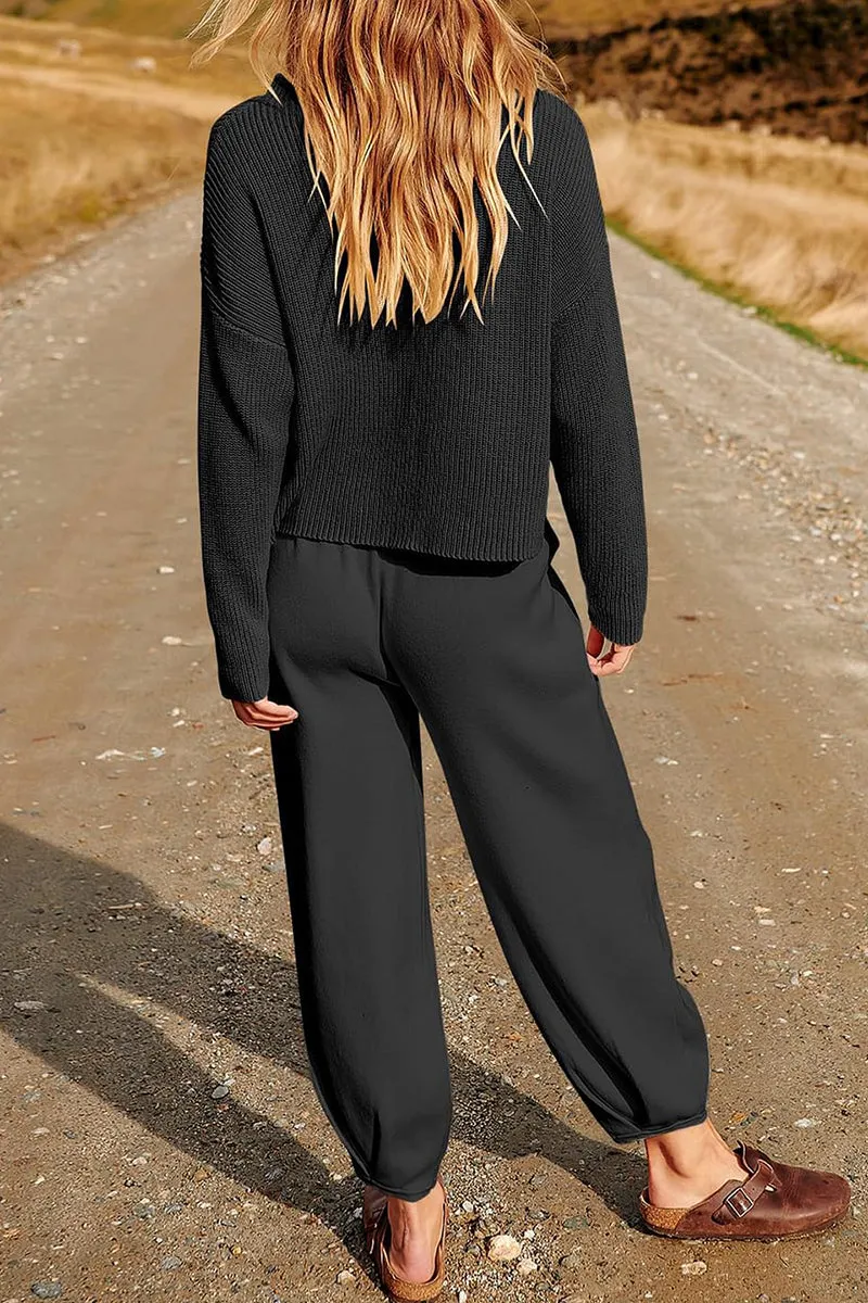 HUR1231 Relaxed Utility Joggers with Knit Sweater