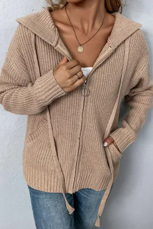 'Kay' Zip-up Hooded Cardigan (4 Colors)