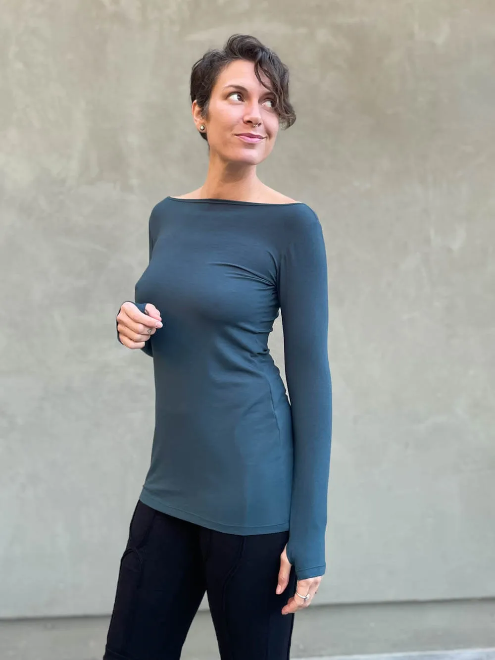 Long Sleeve Boatneck Top